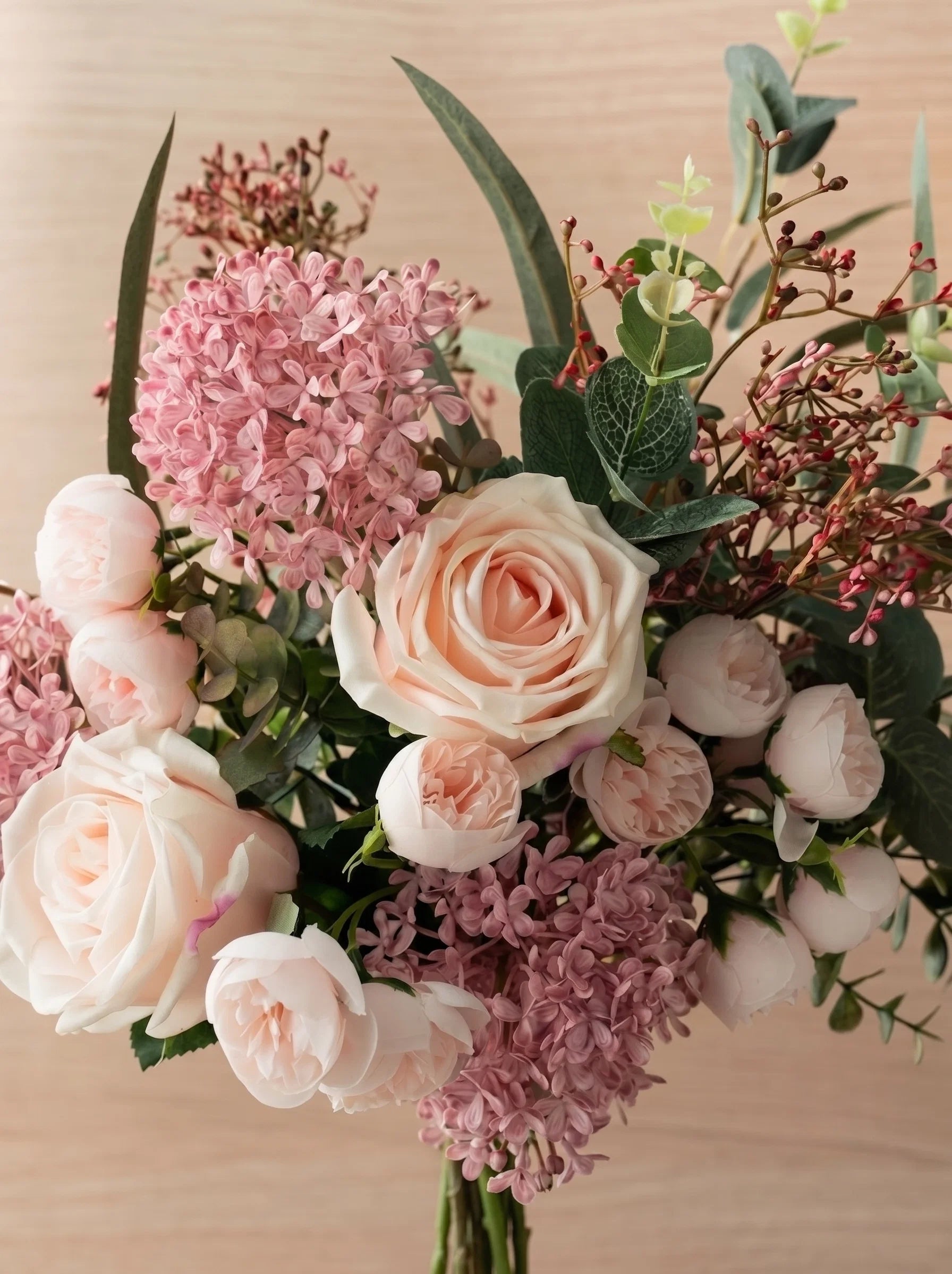 Luxury French Romantic Pink Rose Artificial Floral Arrangement