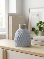 Rope Trimmed Textured Vase - Blue