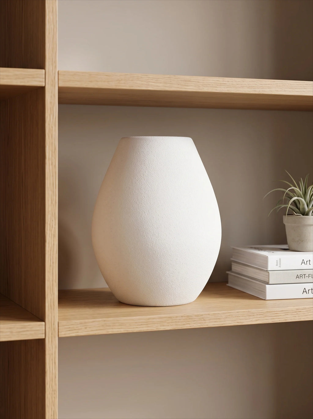 Minimalist Matte White Textured Ceramic Vase