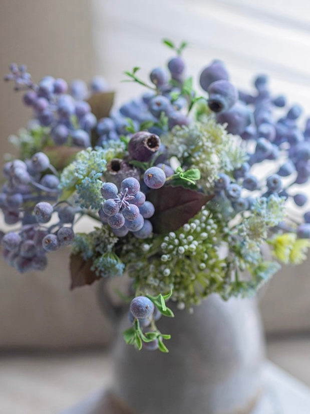 Elegant Blue-Purple Faux Blueberry & Berry Branch Arrangement