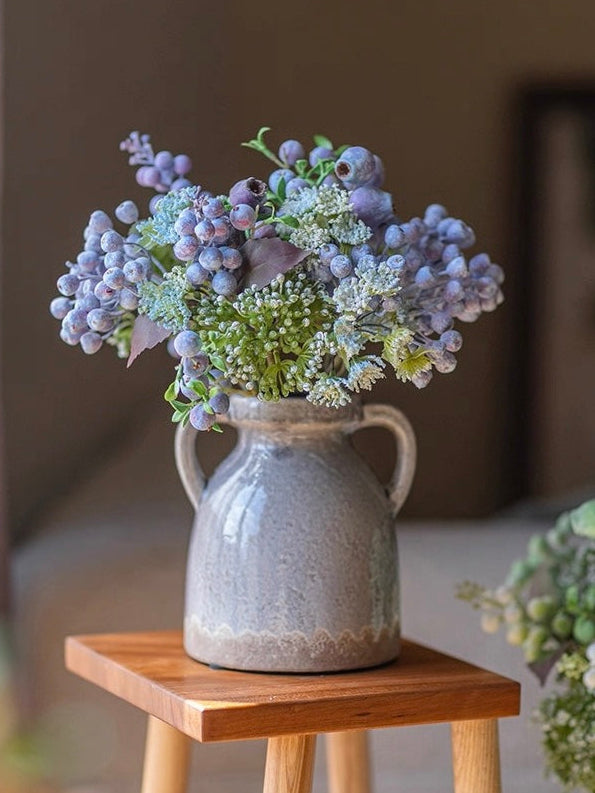 Elegant Blue-Purple Faux Blueberry & Berry Branch Arrangement