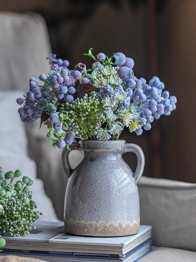 Elegant Blue-Purple Faux Blueberry & Berry Branch Arrangement