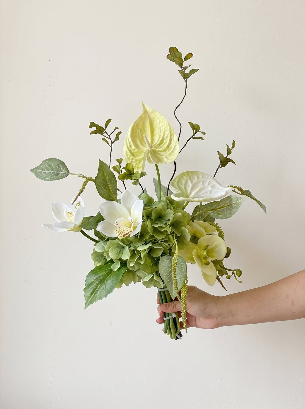 Serene Forest Anthurium Orchid Botanical Faux Floral Arrangement