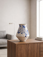 Vintage Blue Wisteria Handcrafted Ceramic Vase