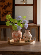 Hand-painted Blush Pink Floral Ceramic Vase