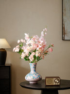 Hand-Painted Blue Floral Glazed Vase