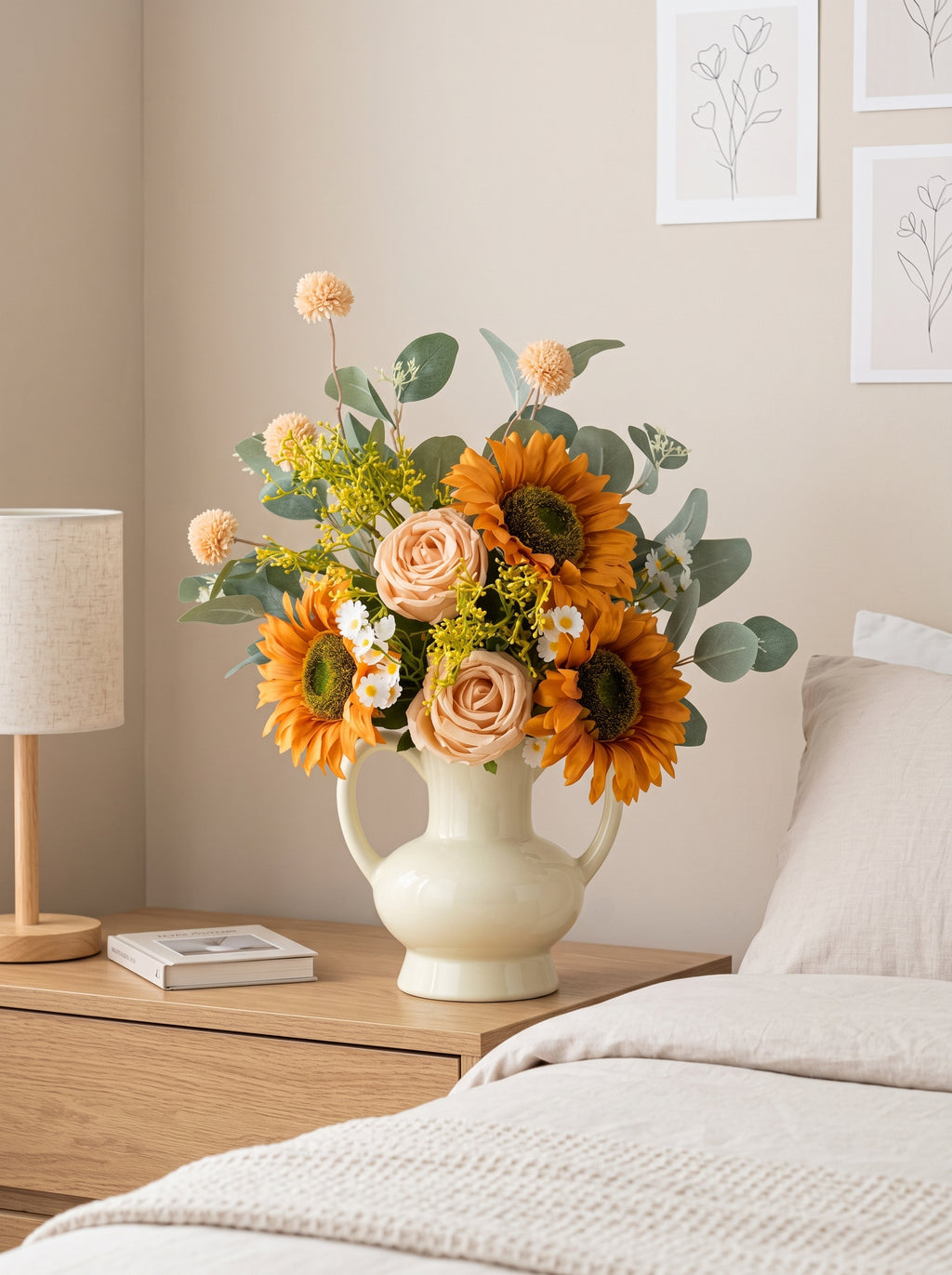 Golden Meadow Sunflower Bouquet Faux Floral Arrangement