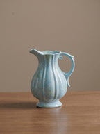 French Vintage Blue Speckled Ceramic Pitcher Vase