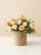Rustic Apricot Rose Garden Spray Faux Floral Arrangement