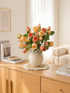Vintage Oil-Paint Rose Elegance Faux Floral Arrangement