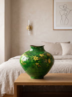 Hand-Painted Golden Osmanthus Emerald Vase