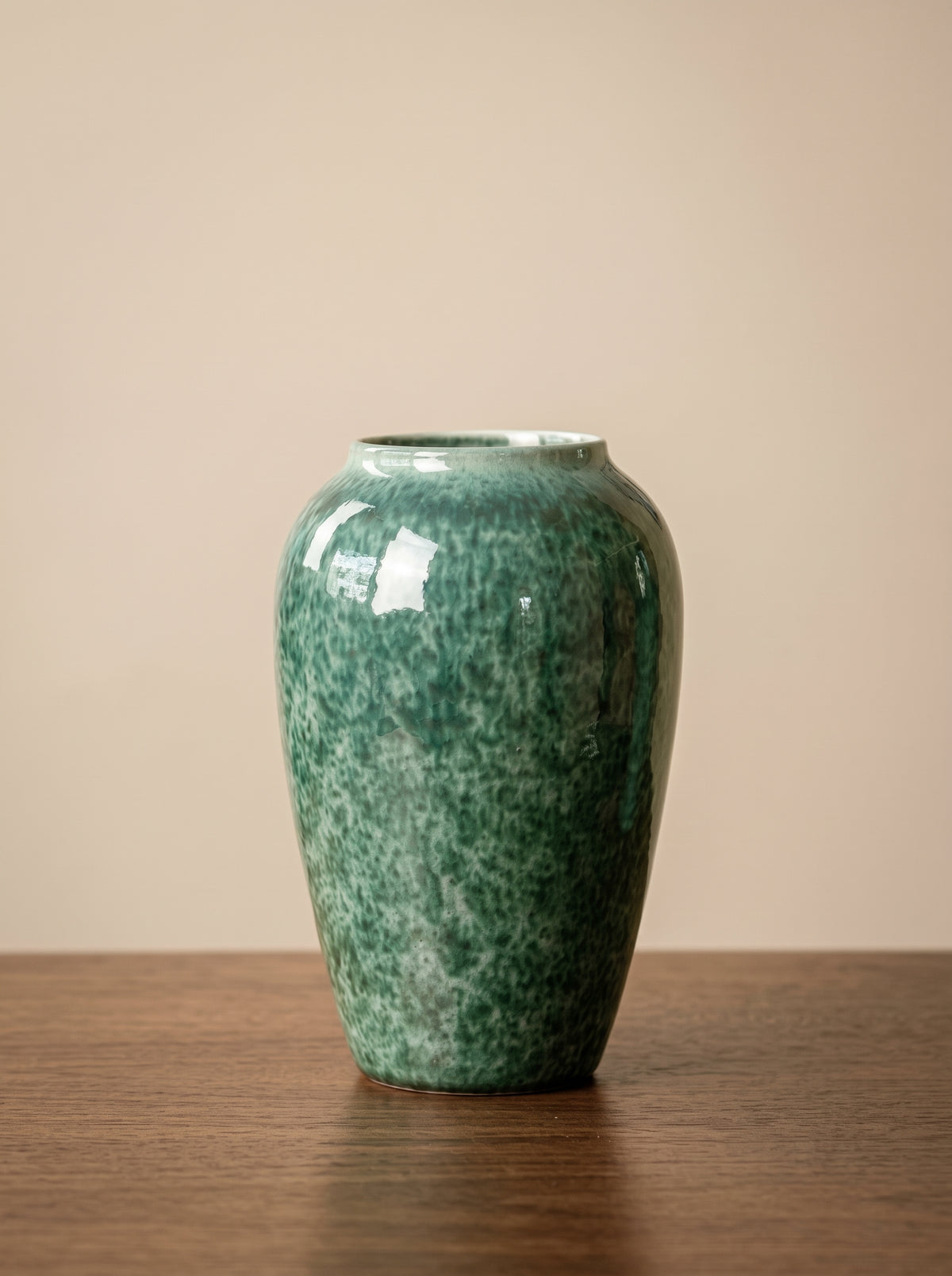 Artisanal Handcrafted Emerald Glazed Vase