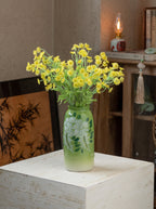 French Country Spring Green Blossom Ceramic Vase