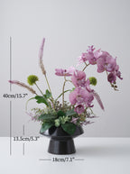 Zen Mauve Purple Orchid Botanical Faux Floral Arrangement