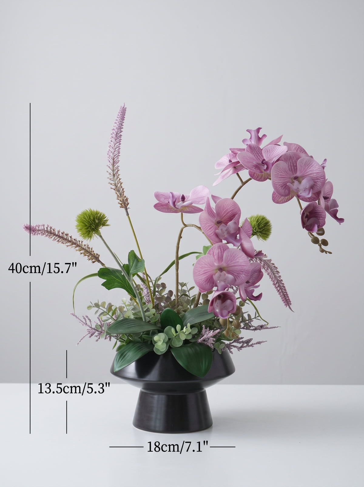 Zen Mauve Purple Orchid Botanical Faux Floral Arrangement