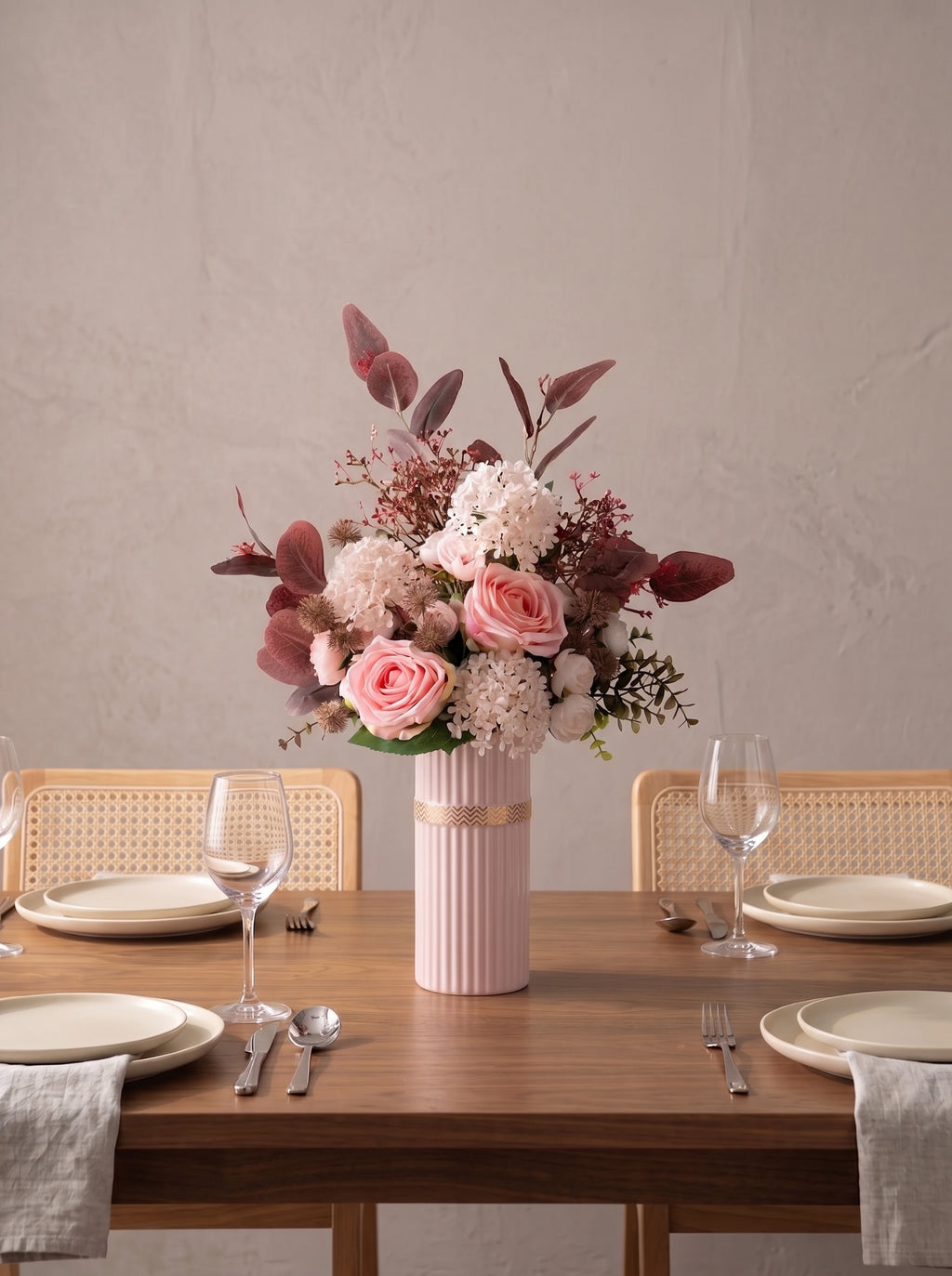 Blush Romance Luxe Pink Artisan Faux Floral Arrangement