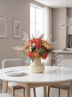 Vintage Sunset Orange Rose Faux Floral Arrangement