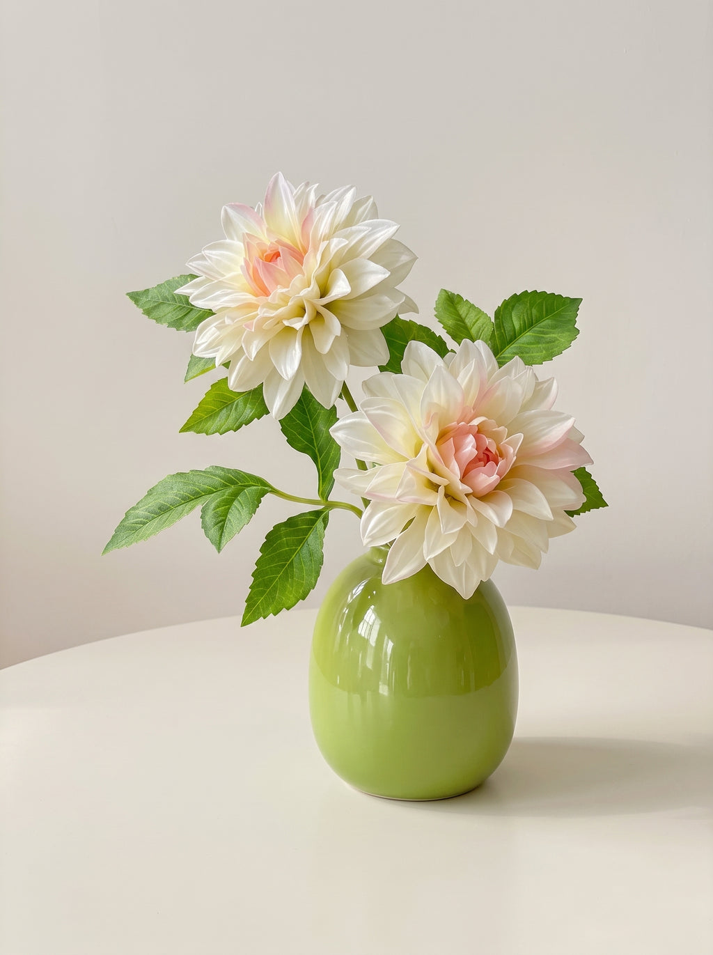 Creamy Blush Dahlia Bloom Faux Floral Arrangement