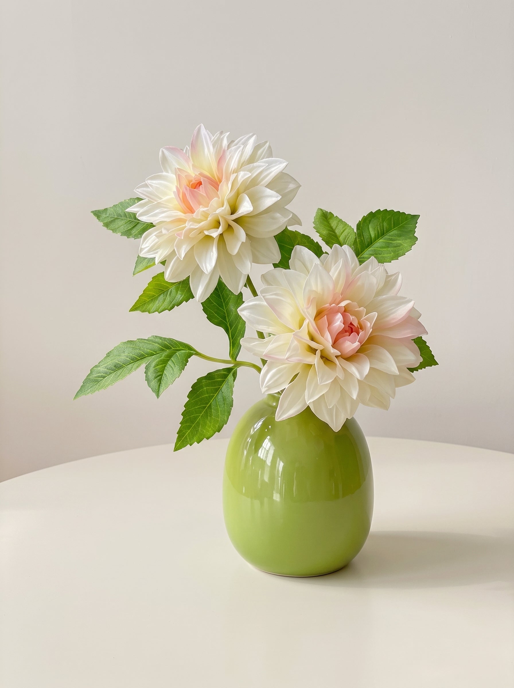 Creamy Blush Dahlia Bloom Faux Floral Arrangement