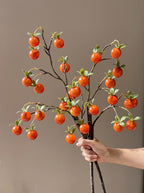 Golden Autumn Persimmon Fruit Botanical Branch Artificial Floral Arrangement