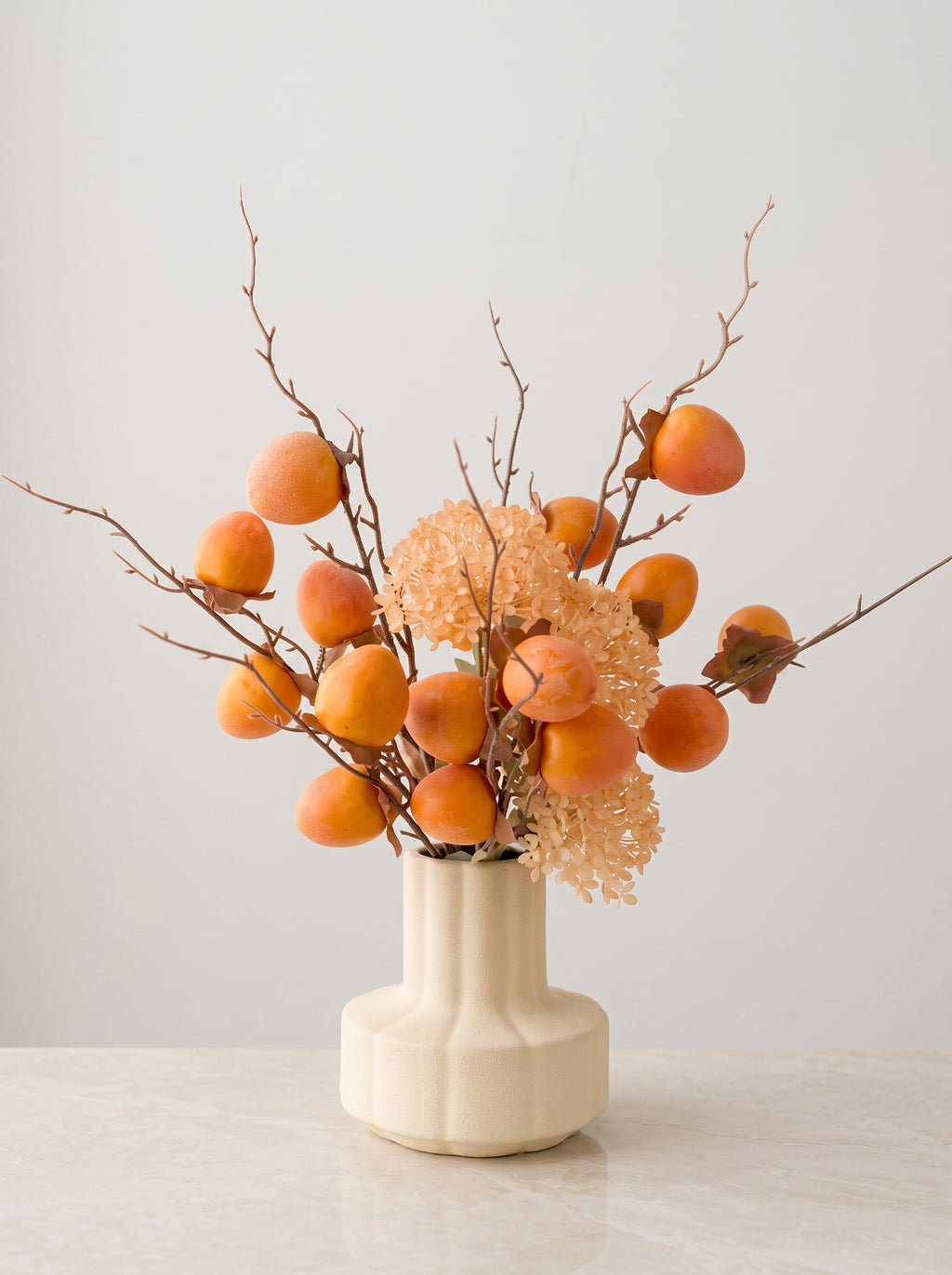 Nordic Golden Persimmon Harvest Faux Floral Arrangement