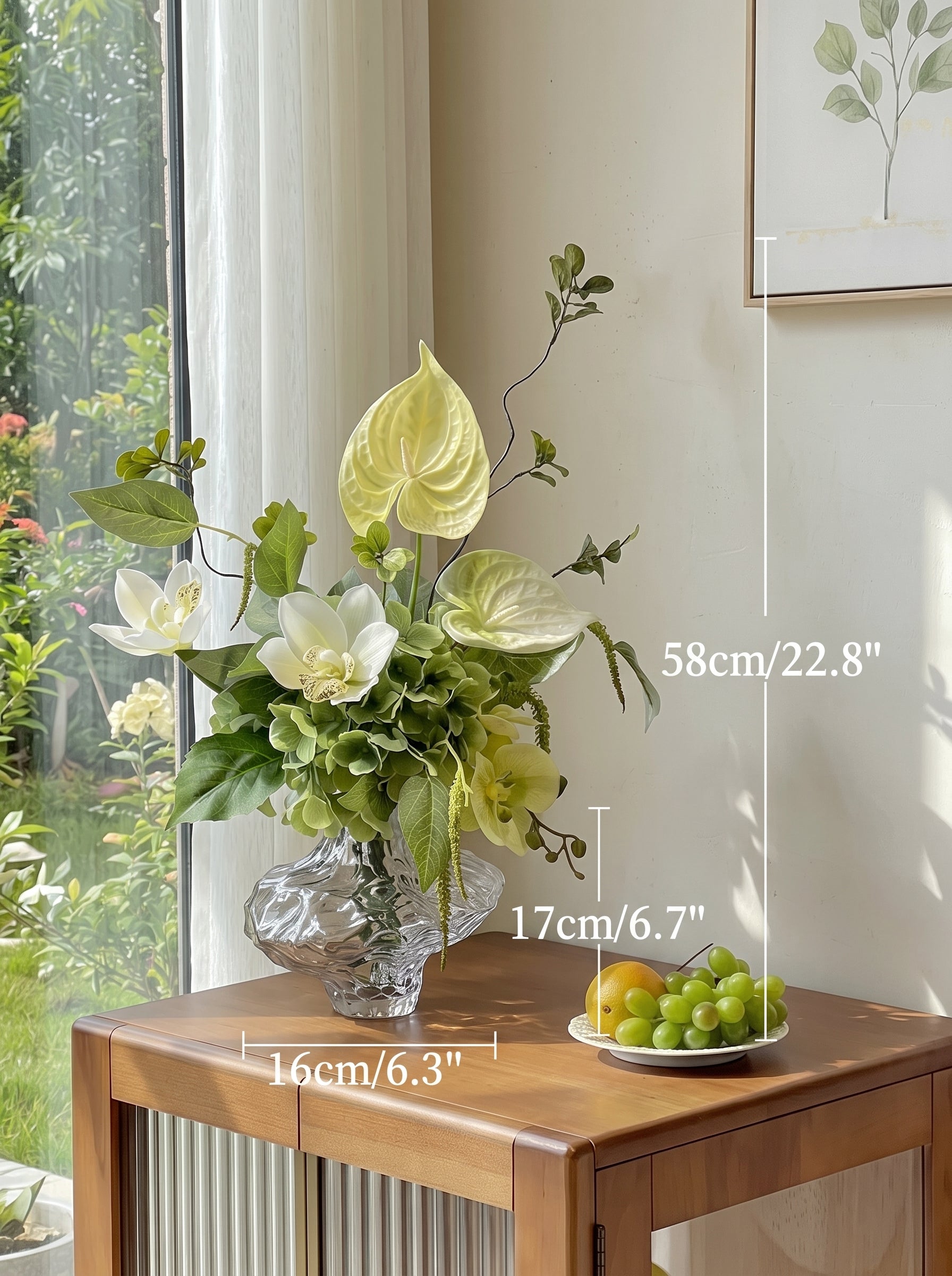 Serene Forest Anthurium Orchid Botanical Faux Floral Arrangement