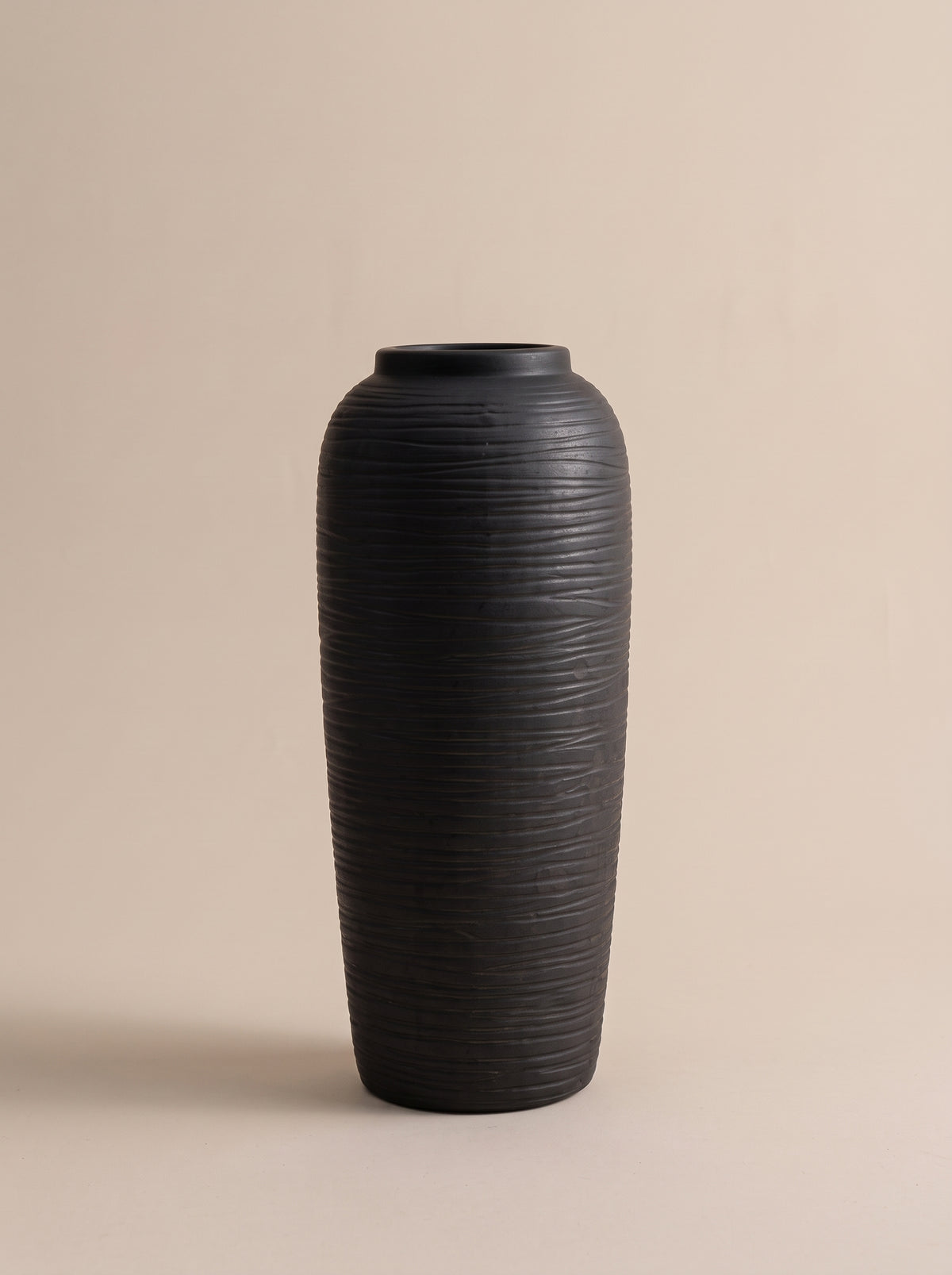Nordic Matte Black Textured Vase