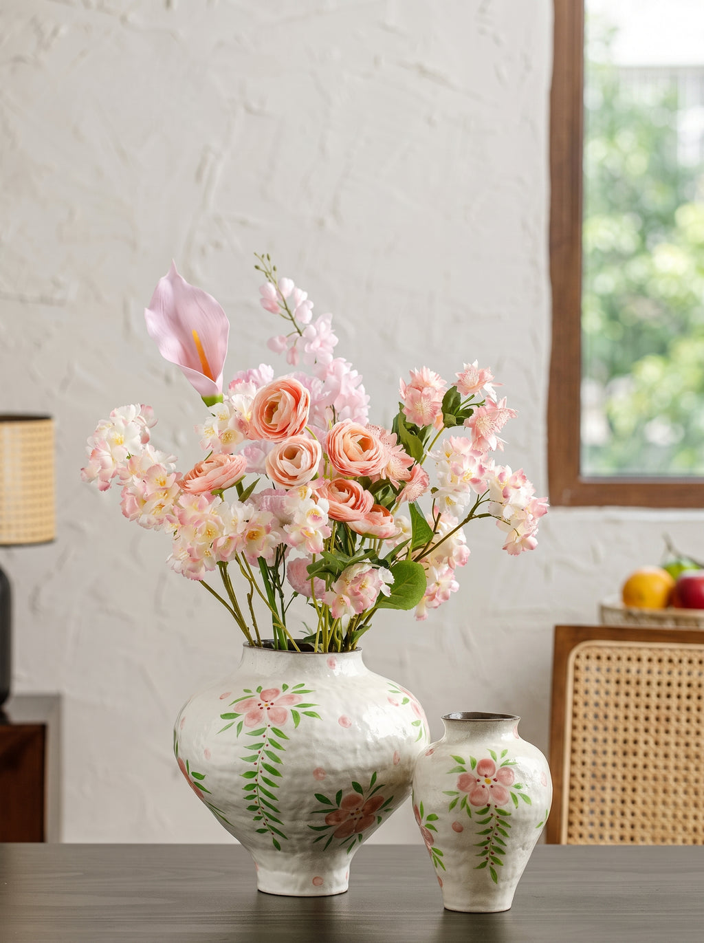 Artisanal Hand-Painted Floral Glazed Vase