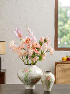 Artisanal Hand-Painted Floral Glazed Vase