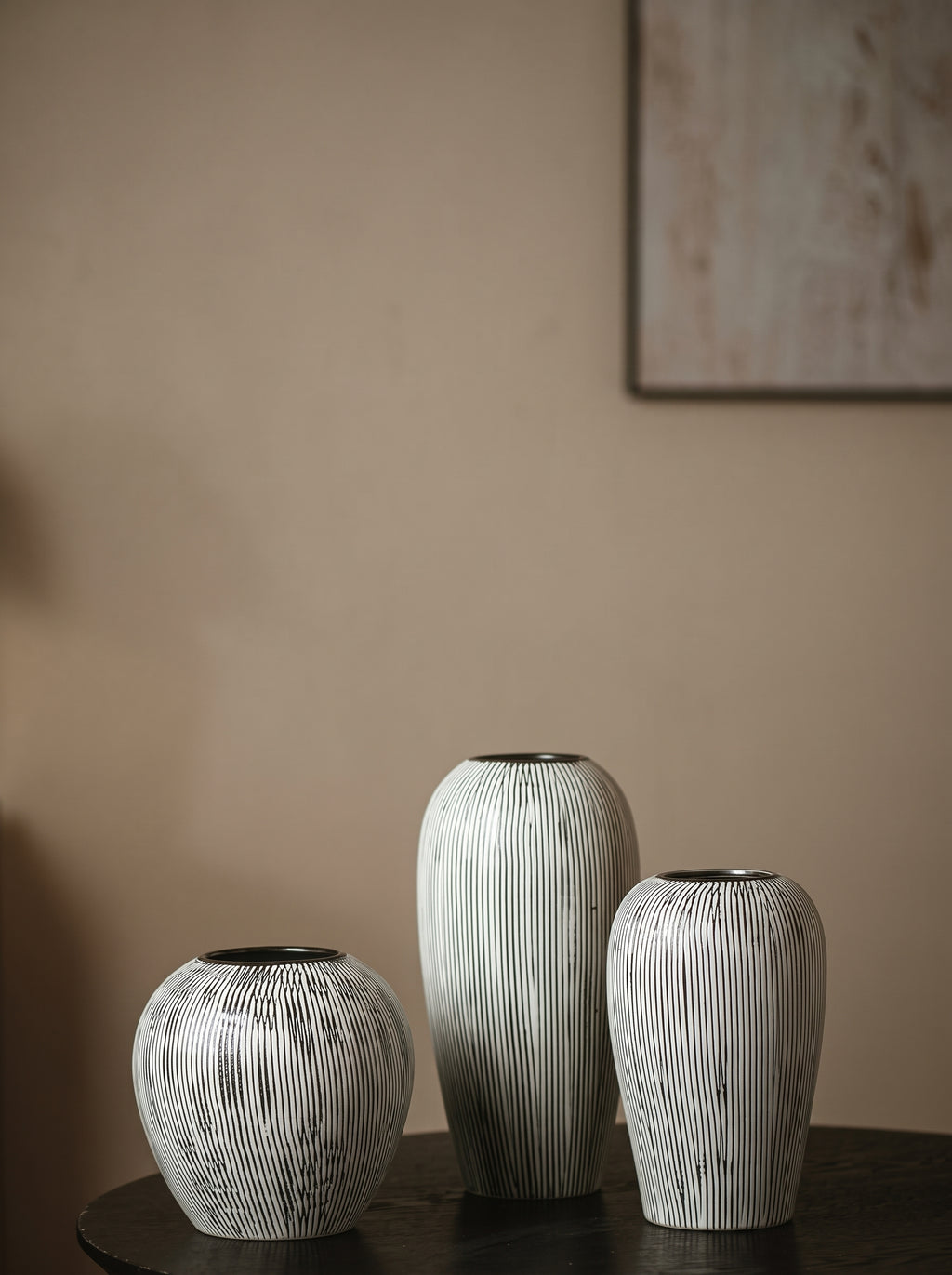 Minimalist Black and White Striped Vase