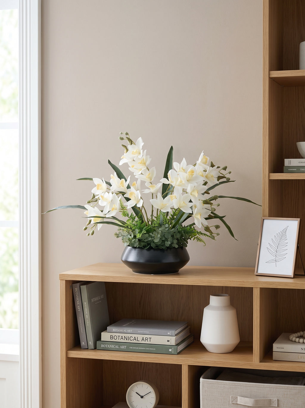 Elegant Cymbidium Orchid Faux Floral Arrangement