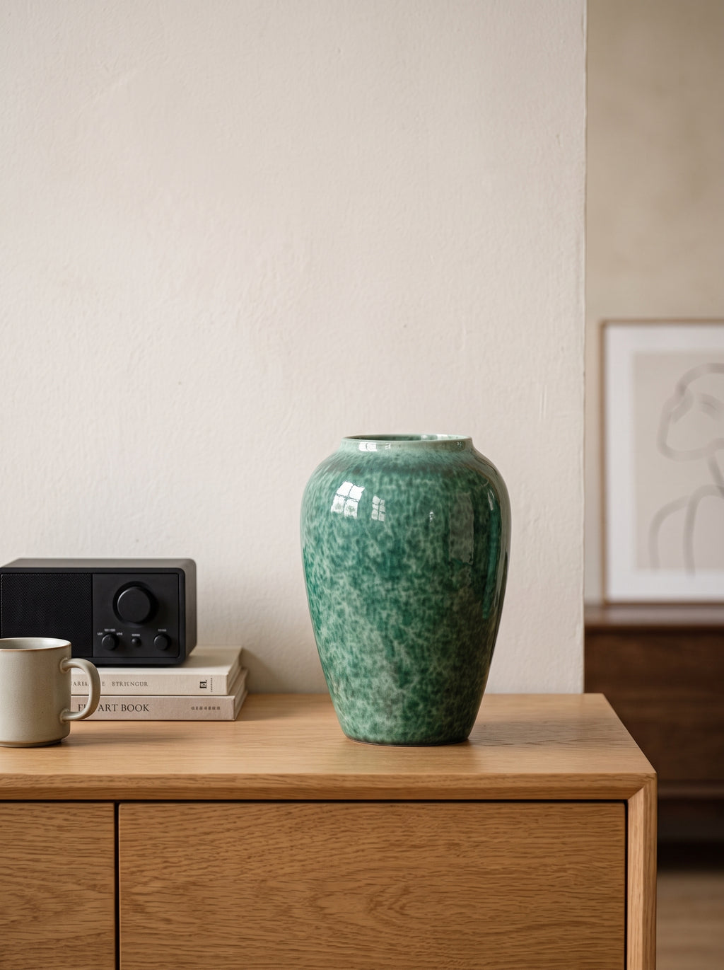Artisanal Handcrafted Emerald Glazed Vase
