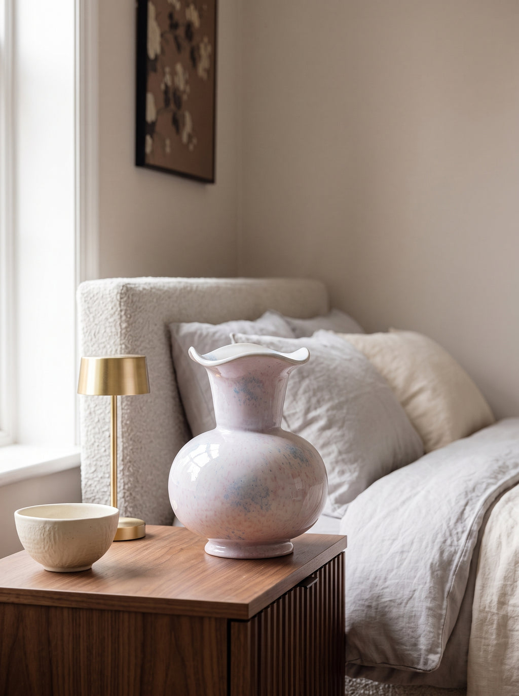 French Elegant Fluted Pastel Ceramic Flower Vase