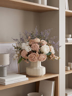 Vintage Romantic Rose and Lavender Faux Floral Arrangement