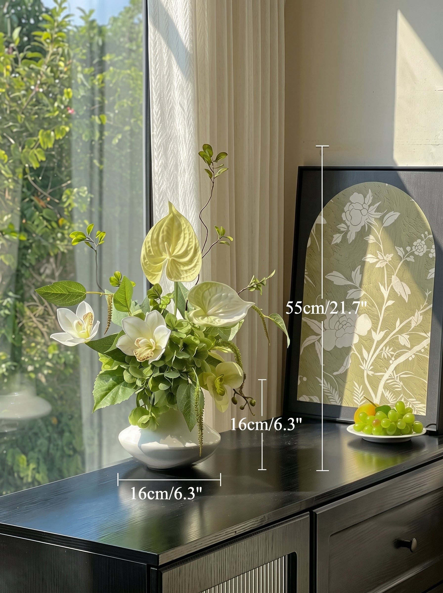 Serene Forest Anthurium Orchid Botanical Faux Floral Arrangement