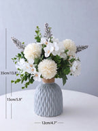 Serene White Pompon Chrysanthemum and Sage Faux Floral Arrangement