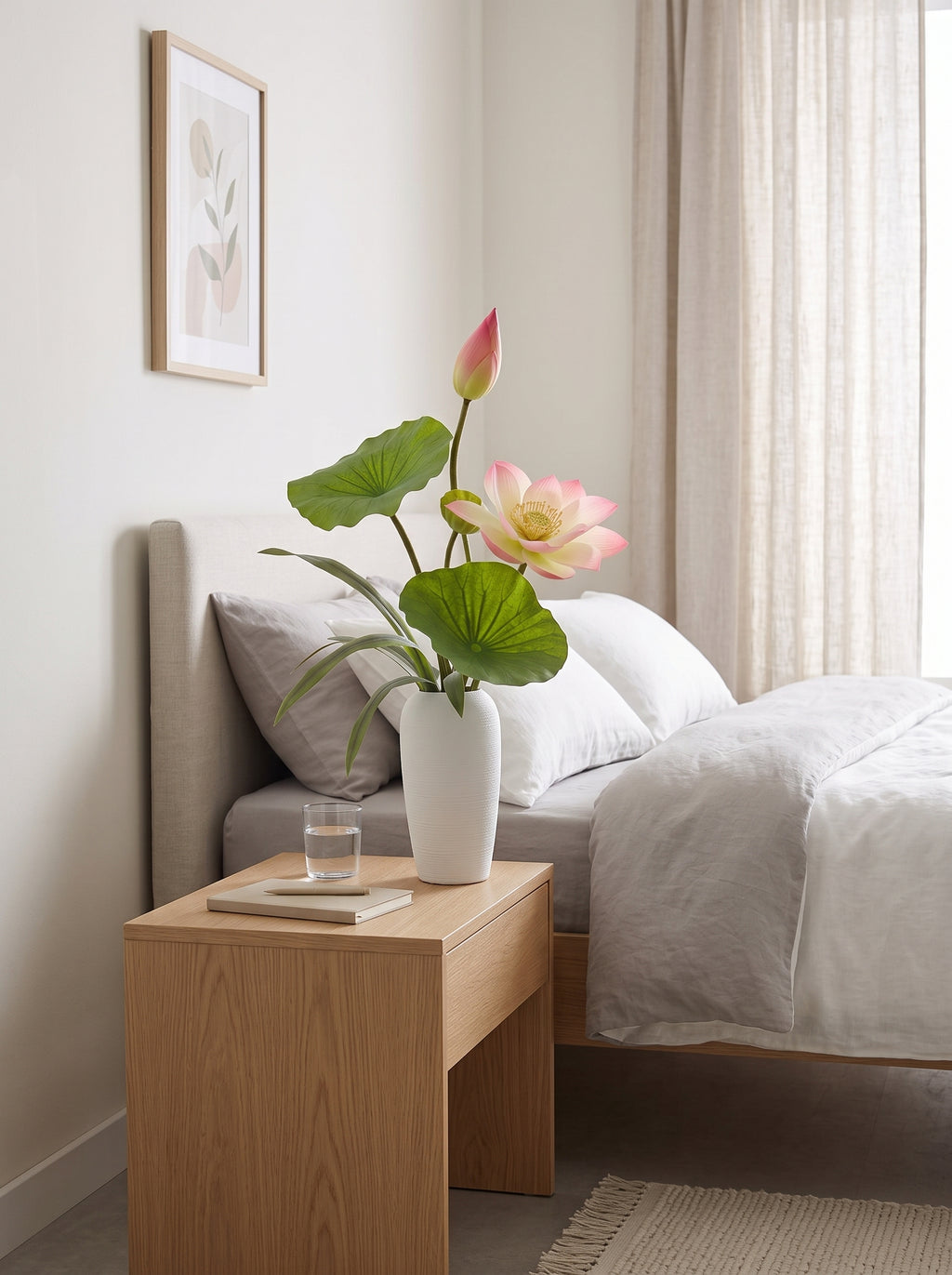 Zen Blush Lotus and Lily Pad Faux Floral Arrangement