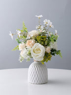 Nordic Fresh White Rose Wildflower Botanical Artificial Floral Arrangement