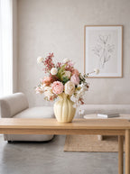 Creamy Blush Rose and Peony Faux Floral Arrangement