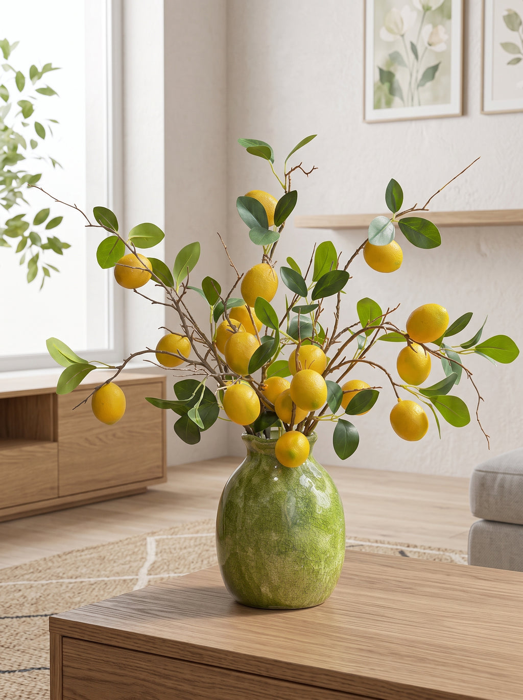 Nordic Mediterranean Sun-Kissed Lemon Branch Artificial Floral Arrangement