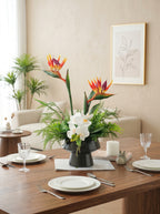 Tropical Bird of Paradise and Orchid Faux Floral Arrangement