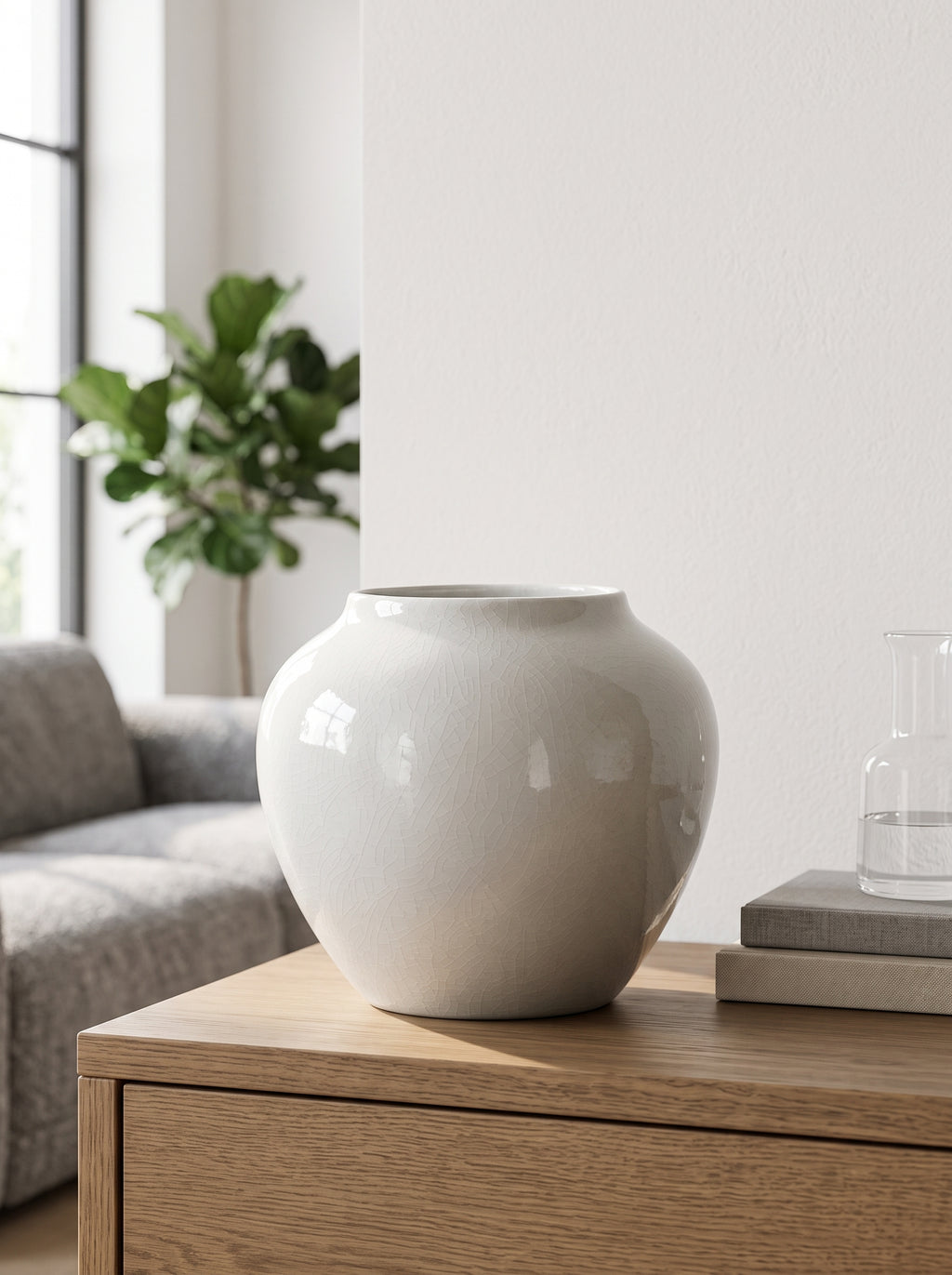 Minimalist White Crackle Glaze Ceramic Vase
