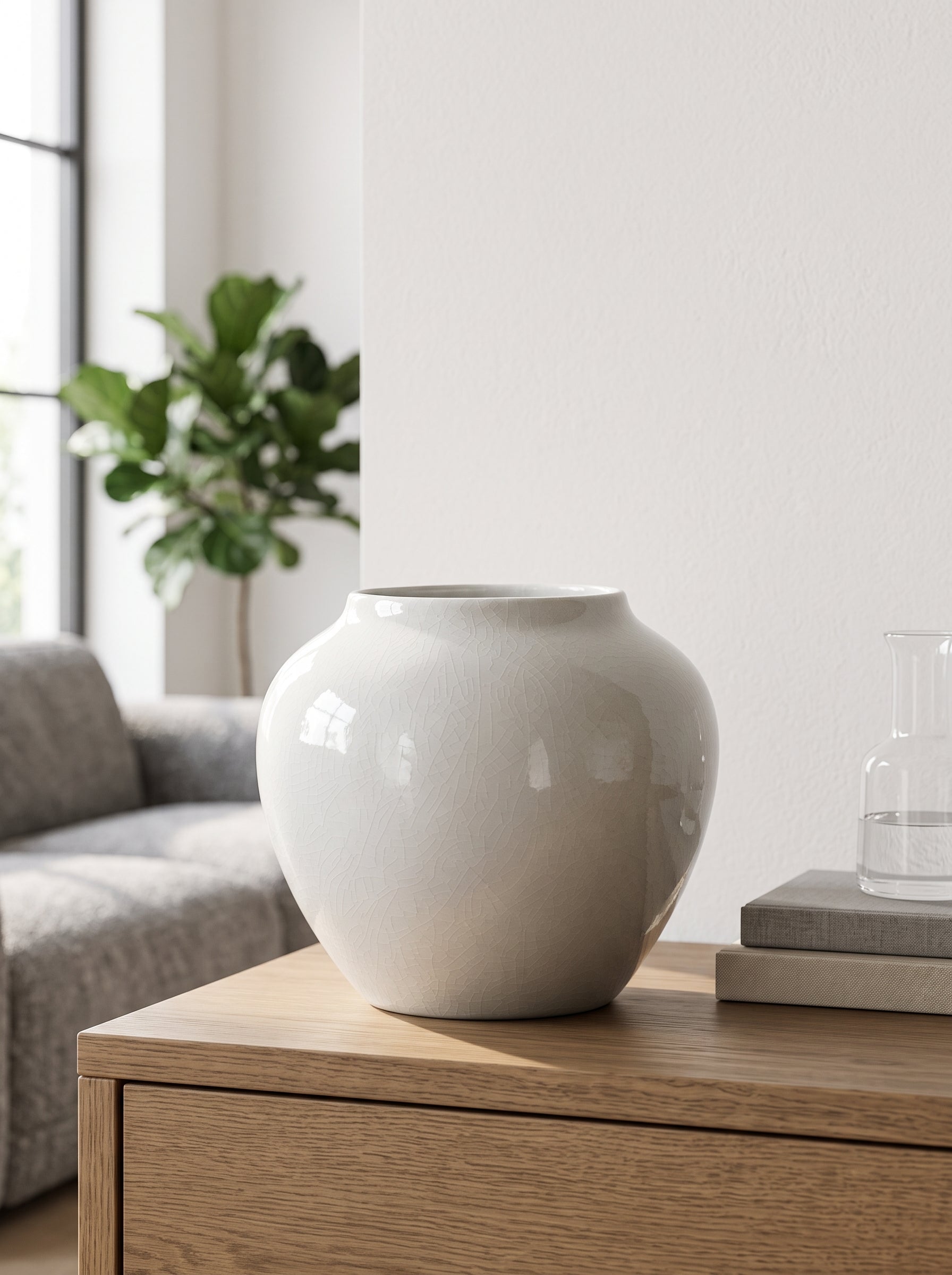 Minimalist White Crackle Glaze Ceramic Vase