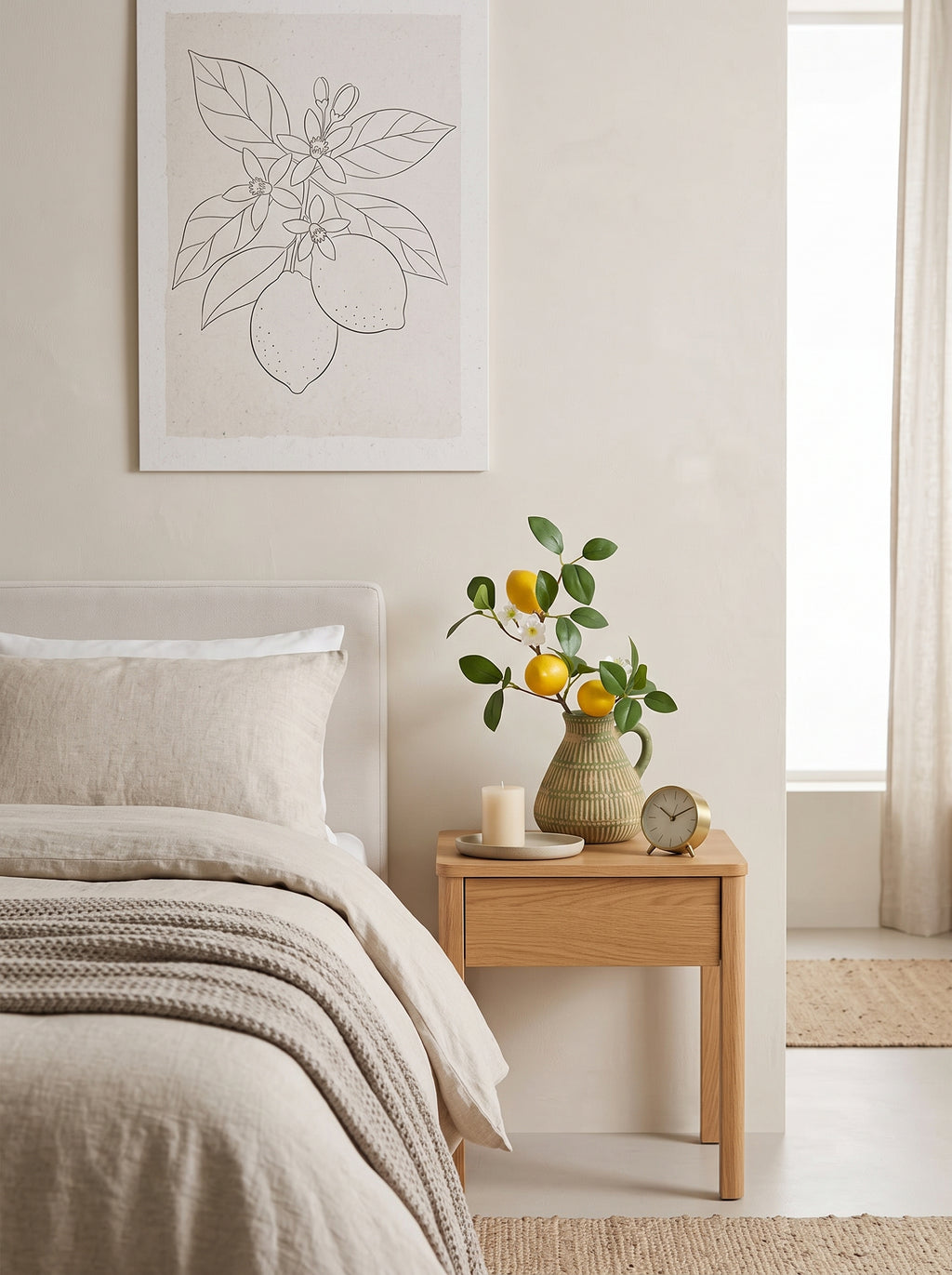 Vibrant Mediterranean Lemon Botanical Artificial Floral Arrangement