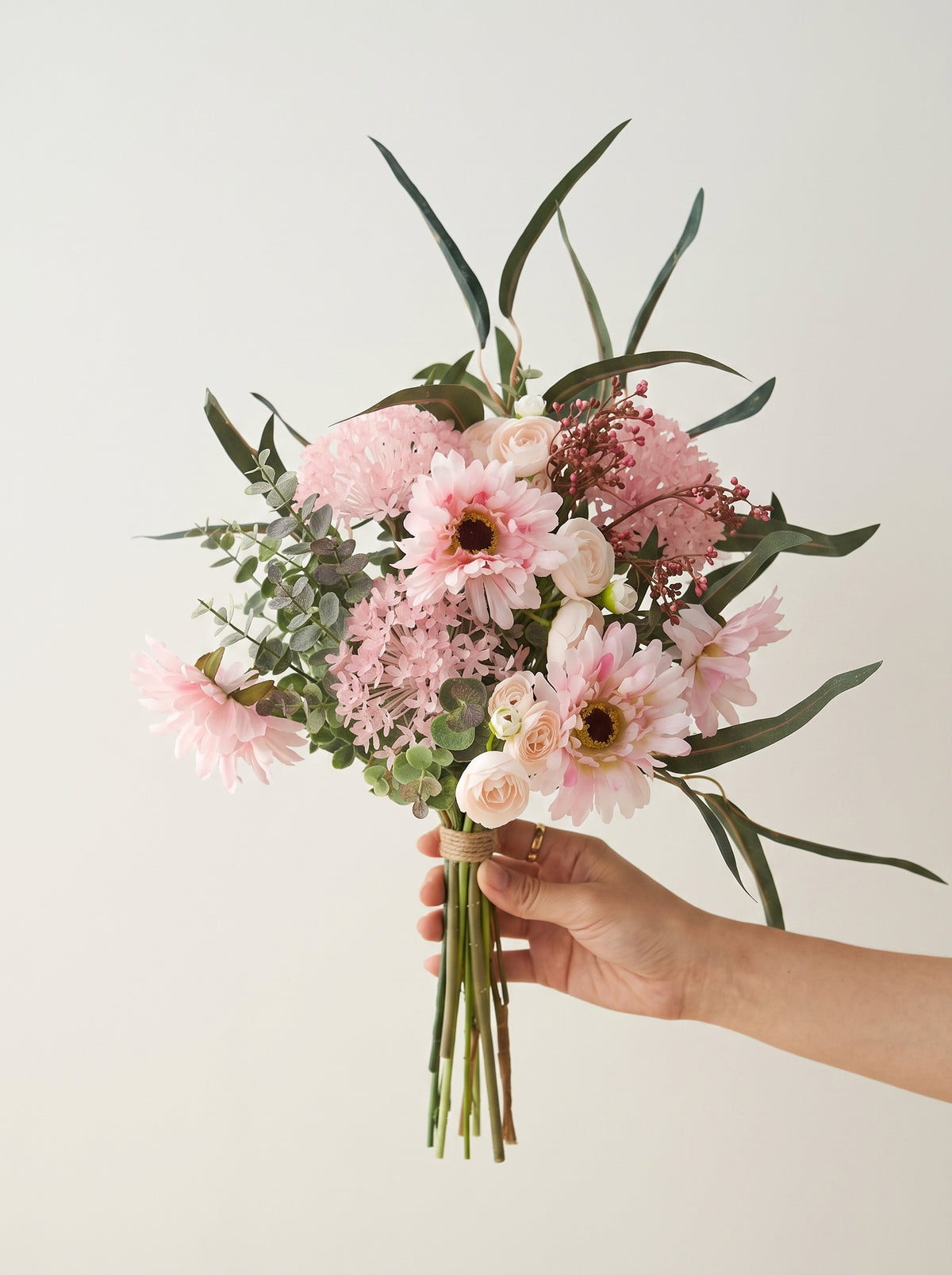Nordic Blush Daisy and Rose Faux Floral Arrangement
