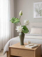 Zen Pure White Lotus Spray Faux Floral Arrangement