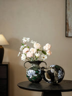 Hand-Painted White Lotus Two-Handled Vase