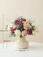 Vintage Dusty Burgundy Rose Faux Floral Arrangement