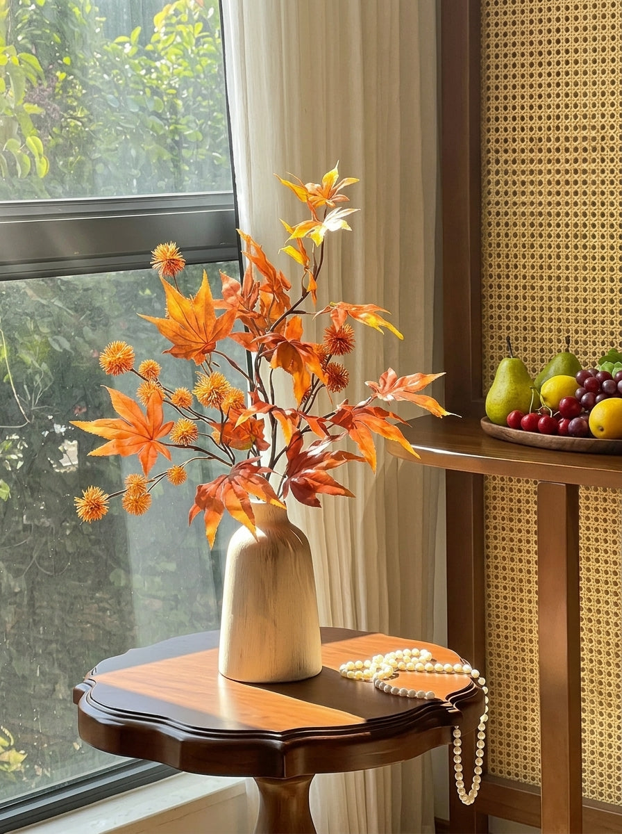 Warm Autumn Maple Foliage Botanical Artificial Floral Arrangement
