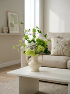 Nordic Magnolia and Green Hydrangea Botanical Faux Floral Arrangement